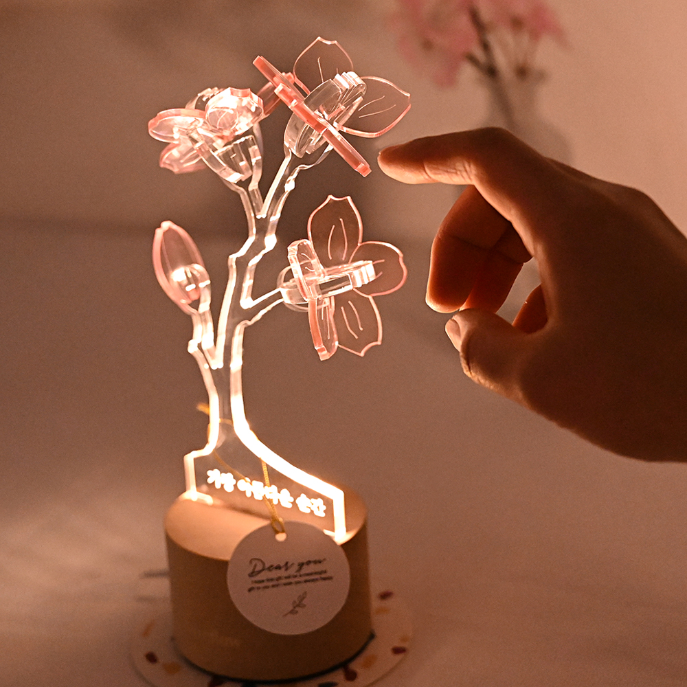 [램플로우]3월의꽃 벚꽃 무드등 -메세지각인-벚꽃 LED 무드등 집들이 생일 결혼 선물 [+선물포장]